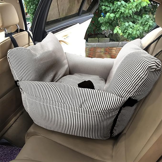 Johnear Dog Car Seat for Medium Pets Under 55 lbs - Pet Booster Travel Bed With 2 Pockets and Safety Leash, Detachable Washable Carrier Handbag Cushion Couch 30*20.5 inches