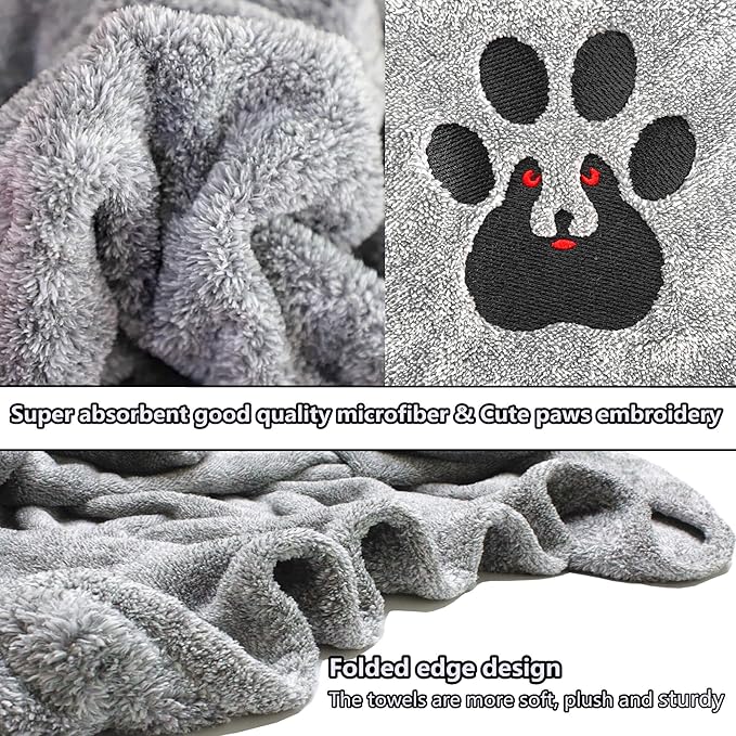 Extra Large Dog Towels for Drying Dogs Super Absorbent Soft Microfiber Pet Bath Grooming Towel for Dogs Cats and Other Pets (XL-55" * 36", Brown)